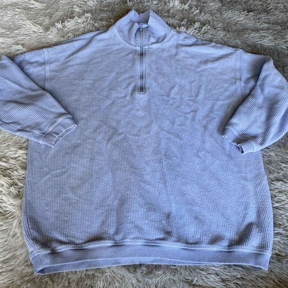 Aerie 1/4 Zip Sweatshirt Womens Medium Blue Pullover